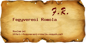 Fegyveresi Romola névjegykártya